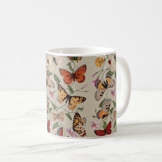 Butterfly Moth Nature Collection Zeichnend Kaffeetasse (VorderseiteRechts)