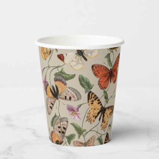 Butterfly Moth Nature Collection Zeichnend Pappbecher (Rückseite)