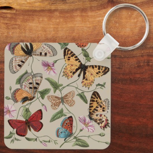 Butterfly Moth Nature Collection Zeichnend Schlüsselanhänger (Rückseite)
