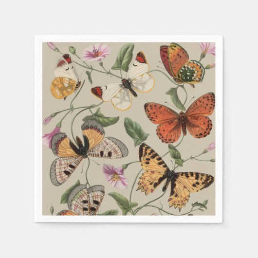 Butterfly Moth Nature Collection Zeichnend Serviette (Vorderseite)
