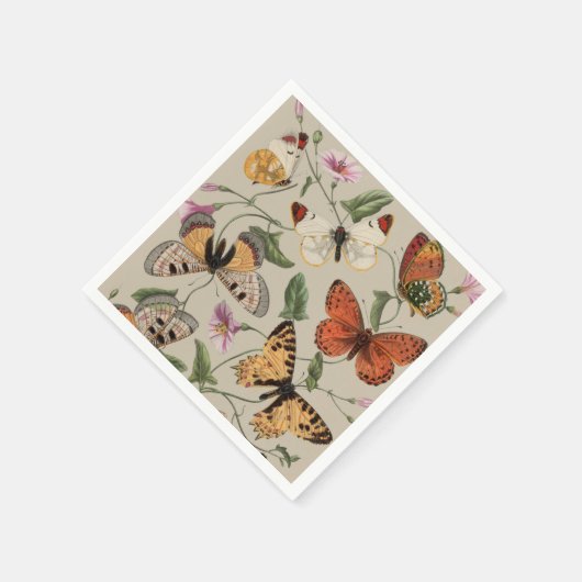Butterfly Moth Nature Collection Zeichnend Serviette (Ecke)