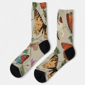 Butterfly Moth Nature Collection Zeichnend Socken (Linkes Detail)