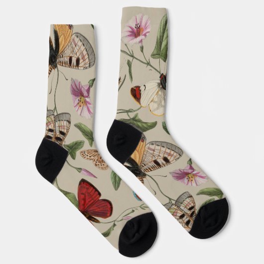 Butterfly Moth Nature Collection Zeichnend Socken (Rechts)