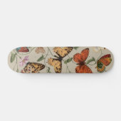 Butterfly Moth Nature Zeichnend antikes Aquarell Skateboard (Horizontal)