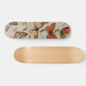 Butterfly Moth Nature Zeichnend antikes Aquarell Skateboard (Horizontal)
