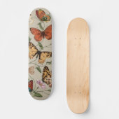 Butterfly Moth Nature Zeichnend antikes Aquarell Skateboard (Vorderseite)