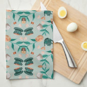 Butterfly motifs on a light background geschirrtuch (Viertel Falte)