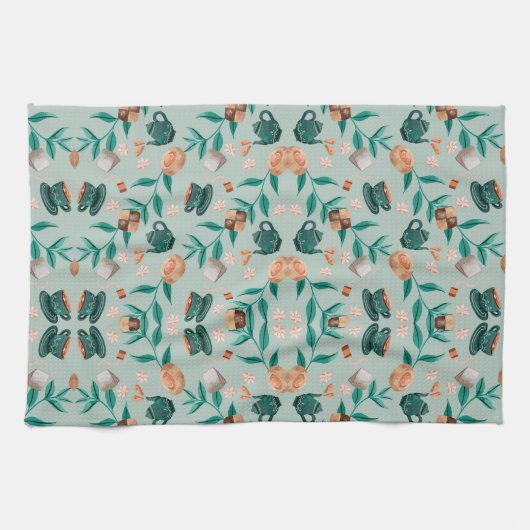 Butterfly motifs on a light background geschirrtuch (Horizontal)