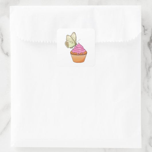 Butterfly Muffin Quadratischer Aufkleber (Tasche)