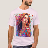 Butterfly Muse Portrait Art T - Shirt (Vorderseite)