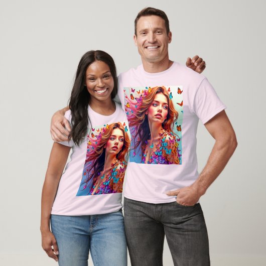 Butterfly Muse Portrait Art T - Shirt (Unisex)
