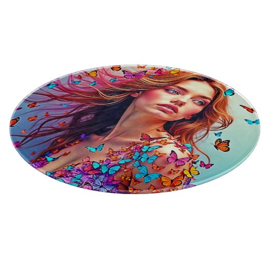 Butterfly Muse Portrait Art T - Shirt Schneidebrett (Ecke)