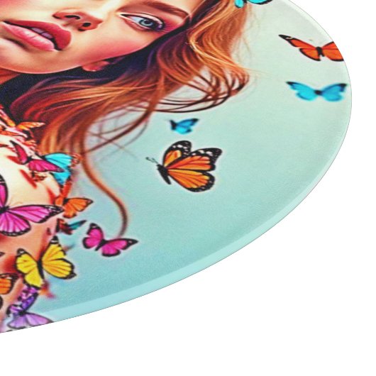 Butterfly Muse Portrait Art T - Shirt Schneidebrett (Ecke)