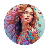 Butterfly Muse Portrait Art T - Shirt Schneidebrett (Vorderseite)
