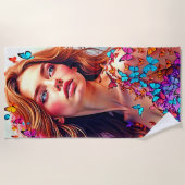 Butterfly Muse Portrait Art T - Shirt Strandtuch (Vorderseite)