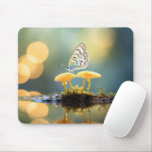 Butterfly Mushroom Nature Serene Peace Mousepad (Mit Mouse)