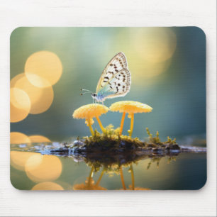 Butterfly Mushroom Nature Serene Peace Mousepad