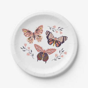 Butterfly-Muster Geburtstagspapier-Teller Pappteller