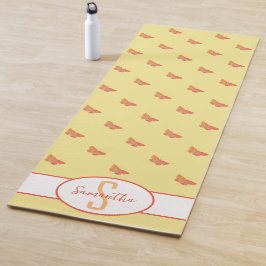 Butterfly-Muster Gelbe Girlande Moderne Monogramm Yogamatte