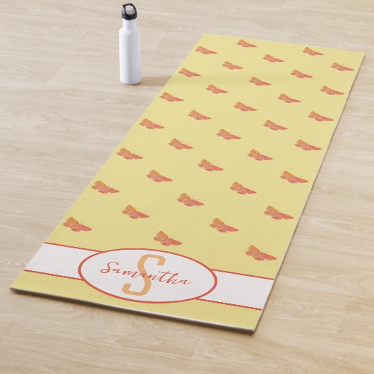 Butterfly-Muster Gelbe Girlande Moderne Monogramm Yogamatte (Beispiel)