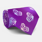 Butterfly-Muster Lila Pink Stilvoll modern Krawatte (Gerollt)
