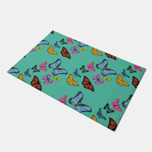 Butterfly-Muster-Textur Fußmatte (Schrägansicht)