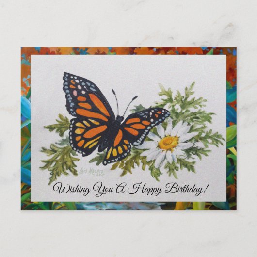 Butterfly 'n Daisy Postcard Gruß Postkarte (Vorderseite)