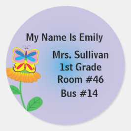 Butterfly Nametag Runder Aufkleber