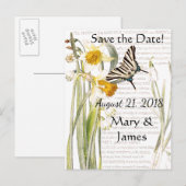 Butterfly Narissus Blume Save the Date Postkarte (Vorne/Hinten)