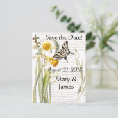 Butterfly Narissus Blume Save the Date Postkarte (Stehend Vorderseite)