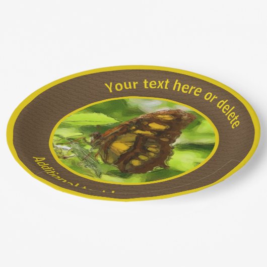 Butterfly Nature Art Personalisiertes Party Pappteller (Schrägansicht)