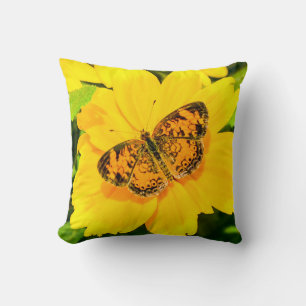 Butterfly Naturell Hellgelbes Poly-Wirbel Kissen