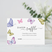 Butterfly Neutral Baby Dusche Diaper Gewinnkarte Einladung (Stehend Vorderseite)
