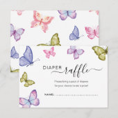 Butterfly Neutral Baby Dusche Diaper Gewinnkarte Einladung (Vorne/Hinten)