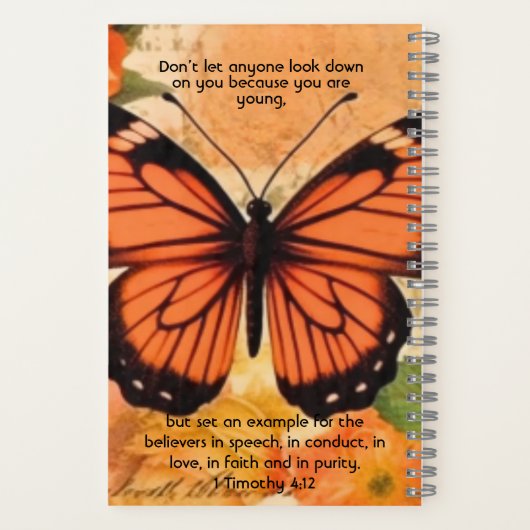 Butterfly Notebook 1 Timothy 4:12 Notizblock (Rückseite)