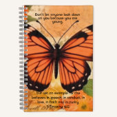 Butterfly Notebook 1 Timothy 4:12 Notizblock (Vorderseite)