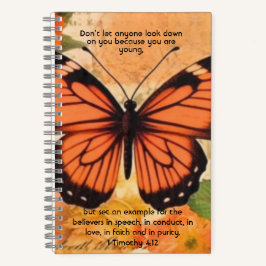 Butterfly Notebook 1 Timothy 4:12 Notizblock