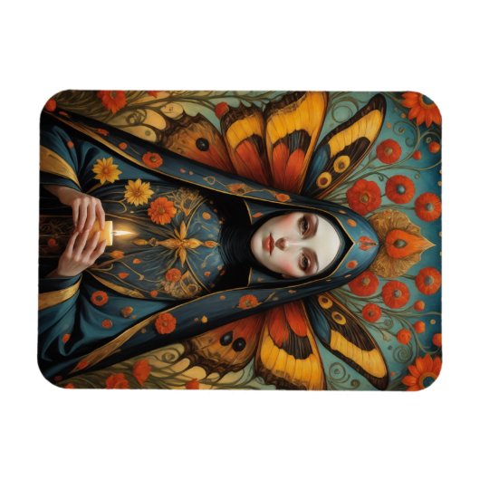 Butterfly Nun Holding Candle Magnet (Horizontal)
