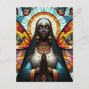 Butterfly Nun Stains Glass Postkarte
