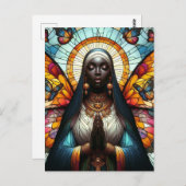 Butterfly Nun Stains Glass Postkarte (Vorne/Hinten)