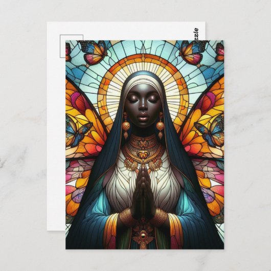 Butterfly Nun Stains Glass Postkarte (Vorne/Hinten)