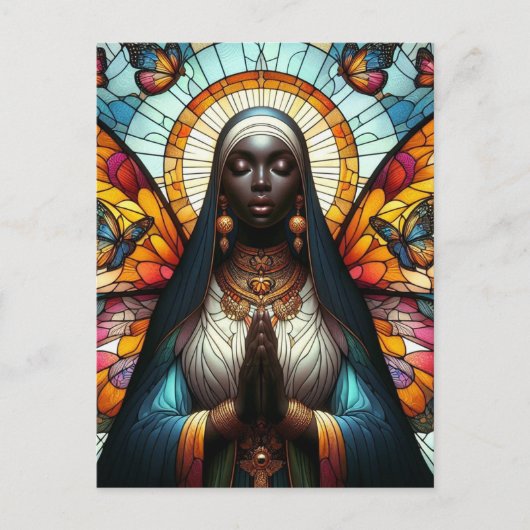 Butterfly Nun Stains Glass Postkarte (Vorderseite)