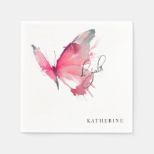 Butterfly Oh Girl Custom White Baby Dusche Napkin