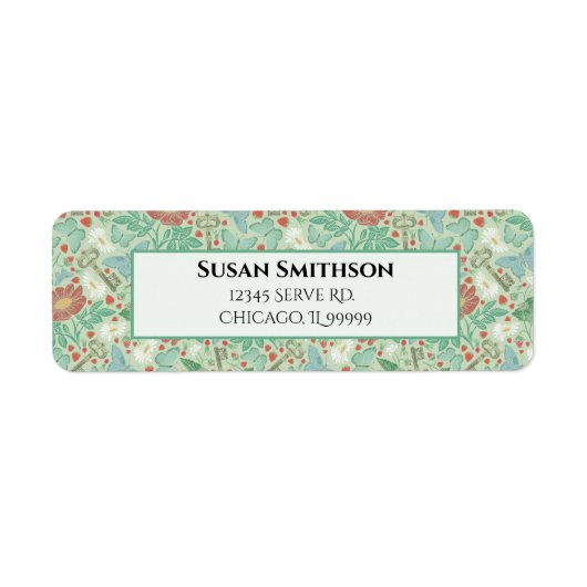 Butterfly Old Key Daisy Steampunk Rücksendeadresse (Vorne)