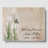 Butterfly on a Puff Flower Memorial Service Gästebuch (Vorderseite)