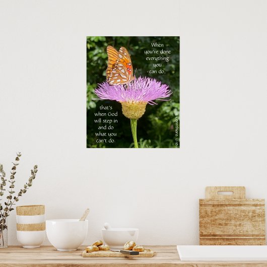 Butterfly on Basketblume, Scripting Verse Poster (Küche)