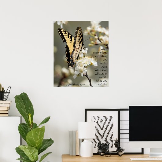 Butterfly on Blossoms, Scripting Verse Poster (Heimbüro)