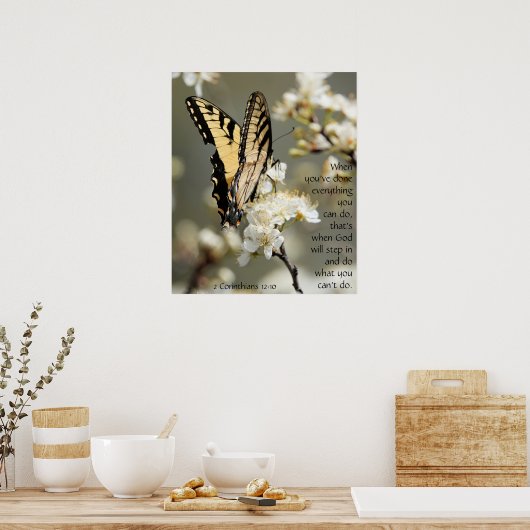 Butterfly on Blossoms, Scripting Verse Poster (Küche)