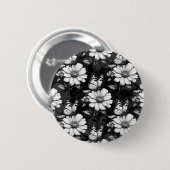 Butterfly On Blume Design - Schwarz Button (Vorne & Hinten)