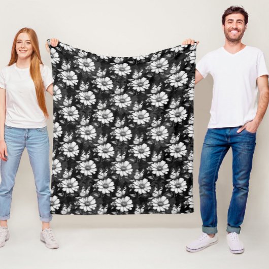 Butterfly On Blume Design - Schwarz Fleecedecke